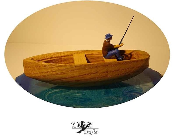 Rowboat, Miniature with Oak/Olive wood, one of world Smallest rowing wooden Boat, Special Grains Effect, Hand Crafted