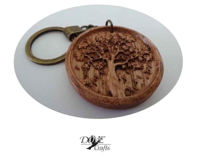 Unique Wooden keyrings or Neckless, Carved as 3D