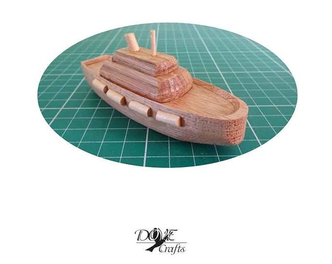 The Smallest wooden, Tug Boat, Oak wood (Miniature), Hand Crafted