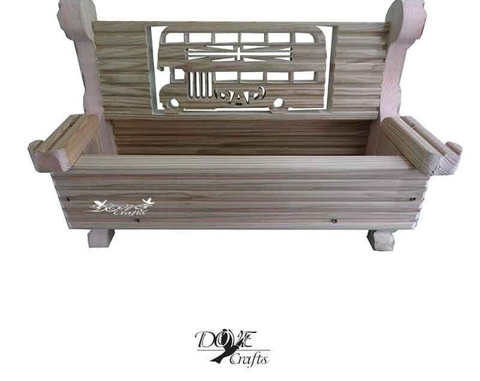 Bench Planter Personalised with your choice of Symbols, Hand Crafted, Carving