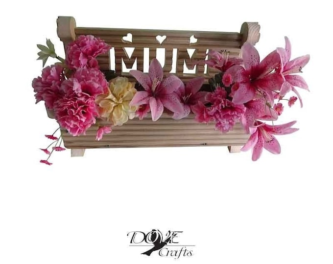 Bench Planter with carving, Hand Crafted, Mother’s Day, Choice of your name