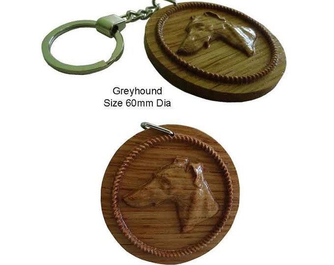 Dog Keyring Personalised on Oak wood