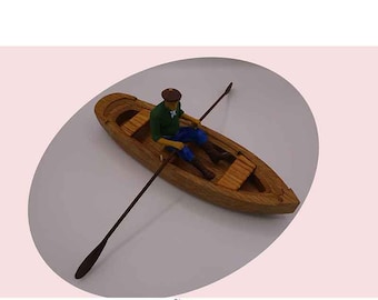 Bote de remos de madera, madera de roble/ extragrande