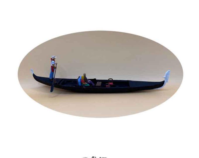 Gondola and Gondoloier Miniature,made of resin, All resin and hand painted, Valentine gift