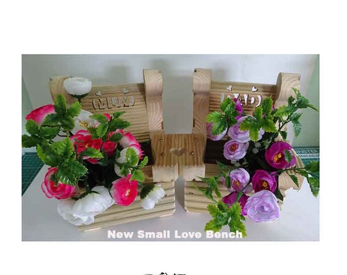 Love Seat Bench Planter and Chair Planters, Hand carved