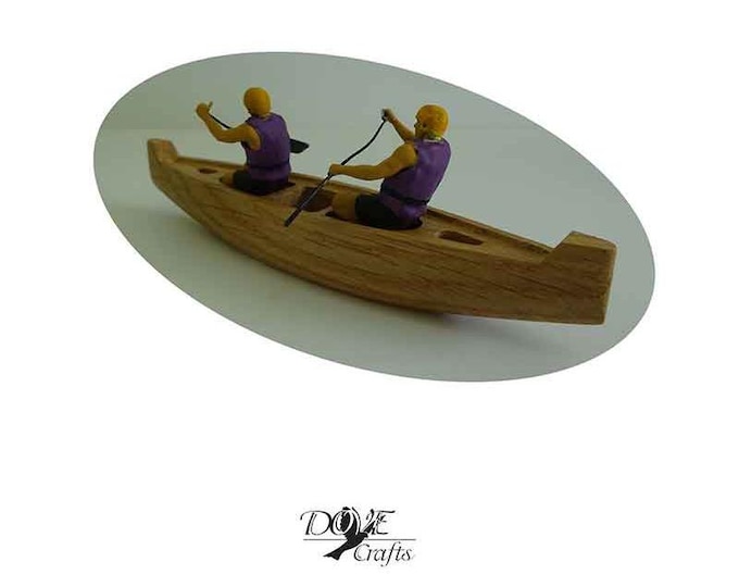 Canoe Boat 2 or 4 seaters, with special carving, Oak wood (Miniature), Hand Crafted