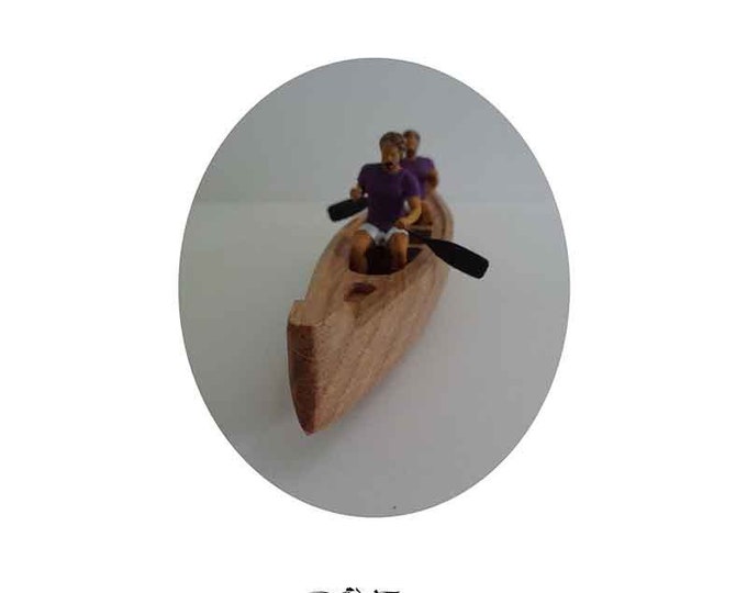 Canoe Boat 2 or 4 seaters, with special carving, Oak wood, Hand Crafted