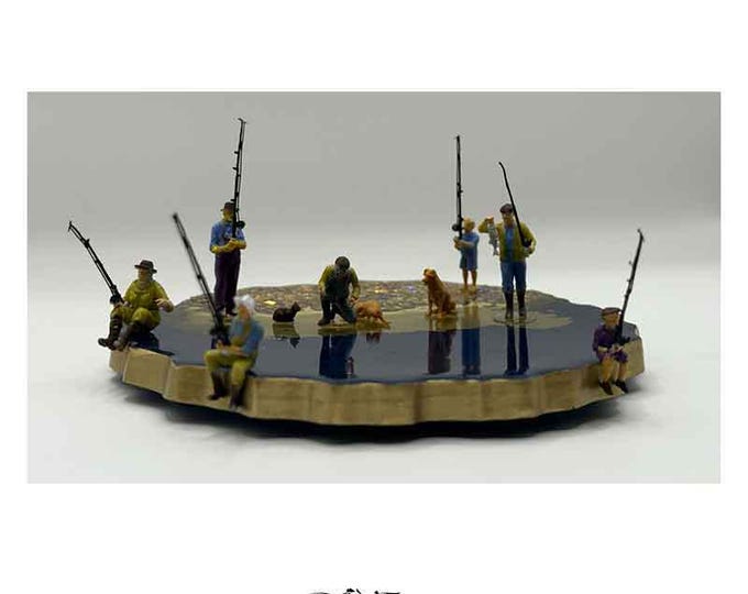 Fishing Family made of Hand-Painted Resin (Figures only not any props used)