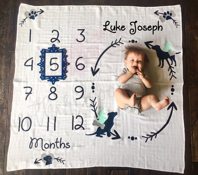 Month to Month Baby Blanket Baby Girl Milestones Monthly Etsy