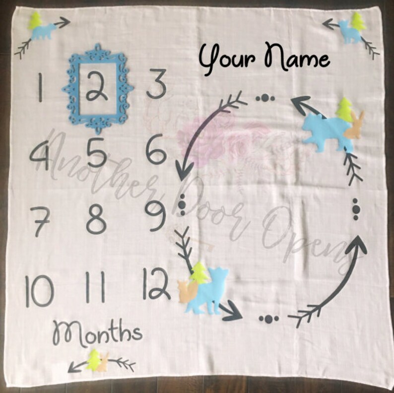 Month to Month Baby Blanket Baby Boy Milestones Monthly Baby Etsy