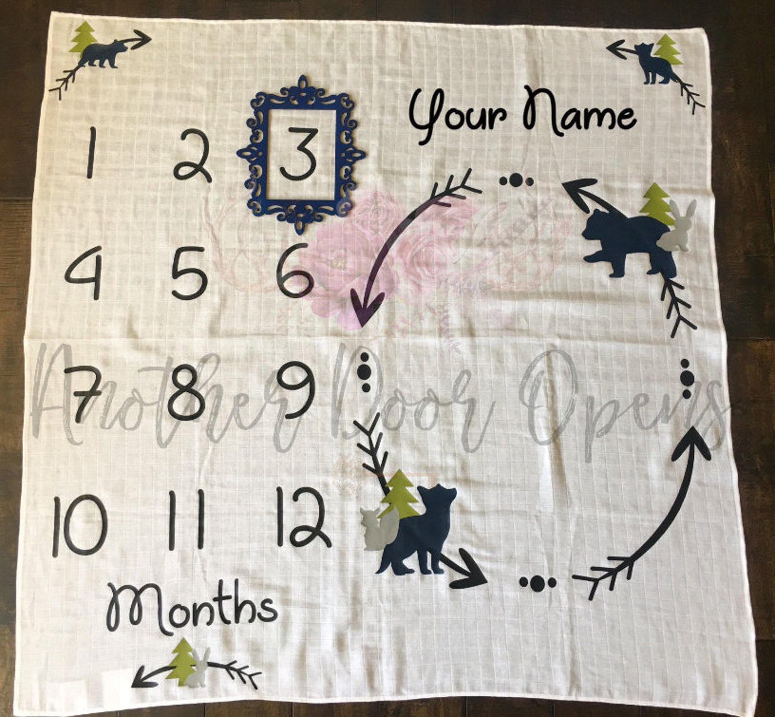 Month to Month Baby Blanket Baby Boy Milestones Monthly Baby Etsy