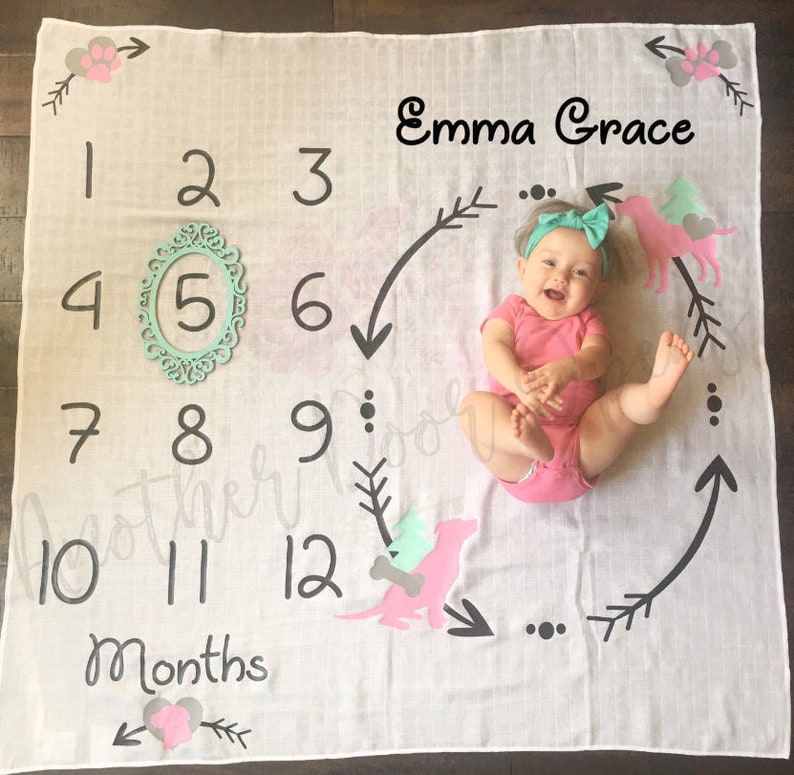 Month to Month Baby Blanket Baby Girl Milestones Monthly Etsy
