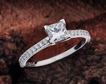 Princess Cut Diamond Engagement Ring, Princess Engagement Ring, Princess Cut Engagement Ring White Gold, White Gold Engagement Ring