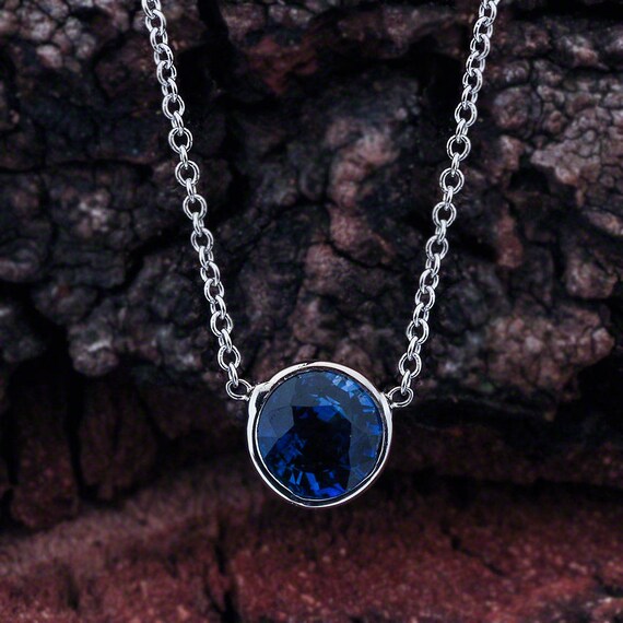 Sapphire necklace etsy clearance