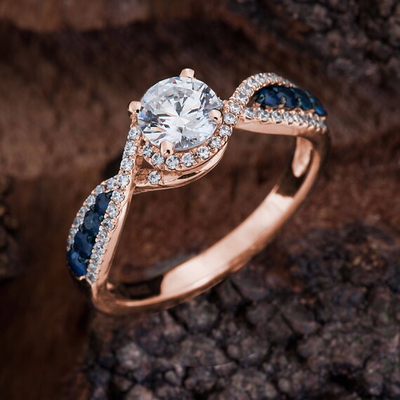 Moissanite Engagement Ring Round Rose Gold NEO Moissanite Engagement Ring Rose Gold Round Cut Moissanite Engagement Ring Rose Gold