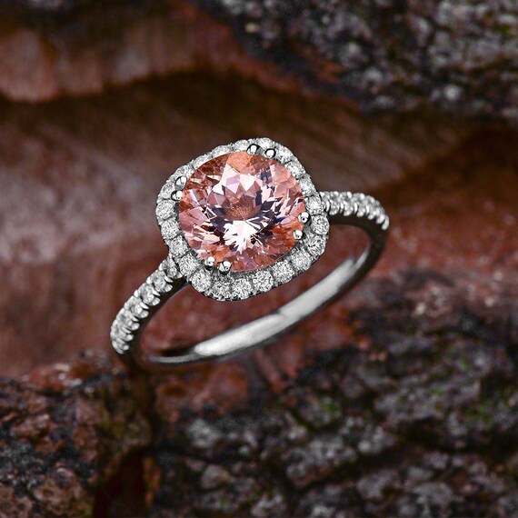 Round cut morganite engagement best sale rings