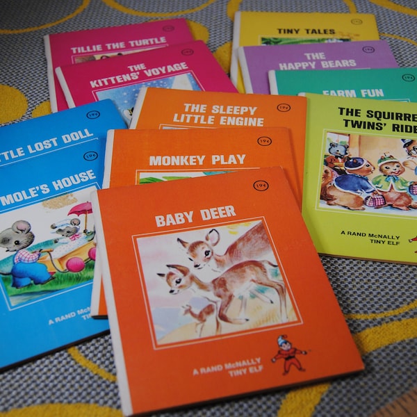 Collection of 11 vintage Rand McNally Tiny Elf books for children - 1968 - Vintage