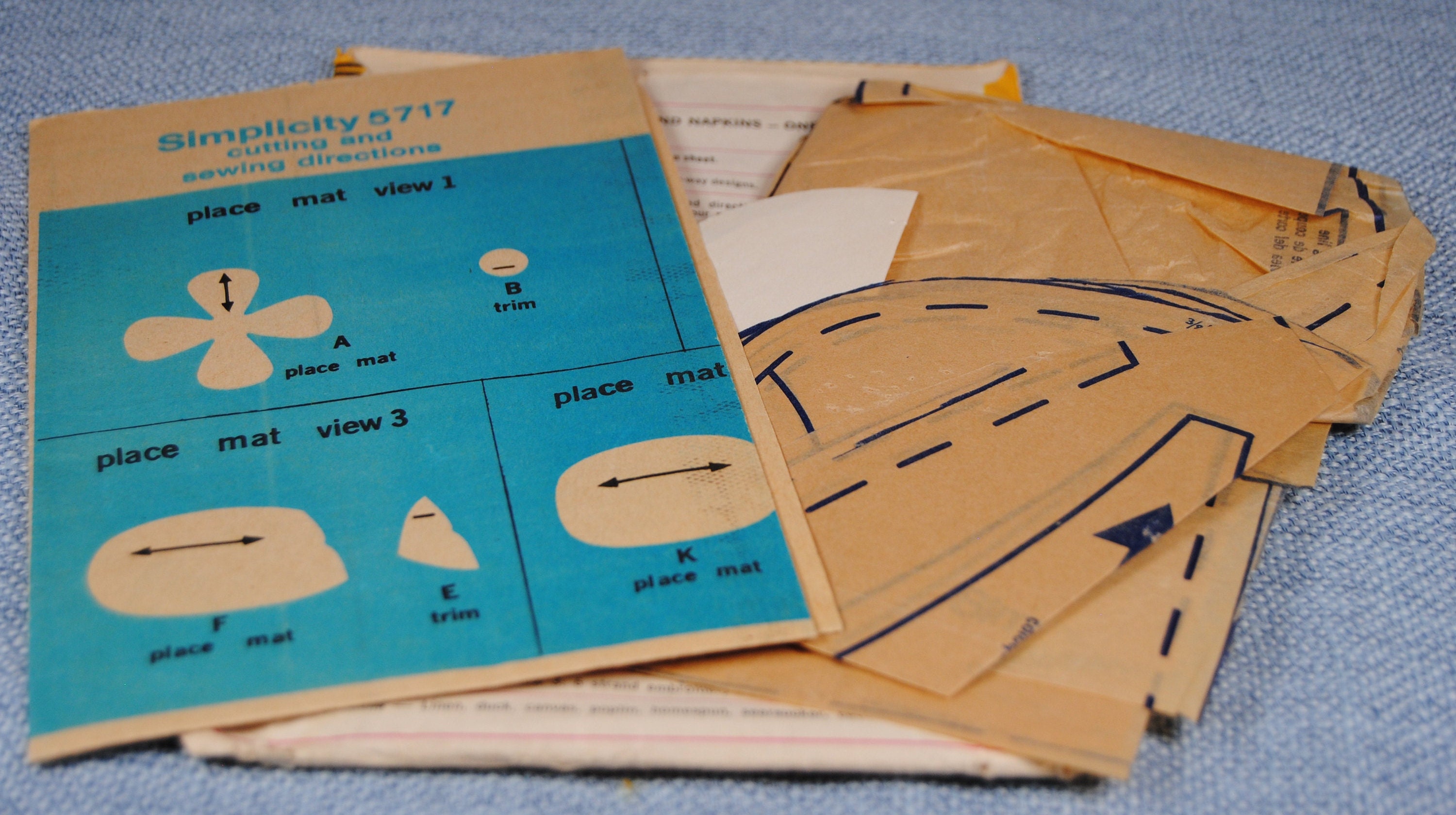 Simplicity 5473 Pattern Two Vintage Simplicity Patterns for Placemats and Napkins - 1970s ...