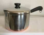 Vintage Revere Ware 3 Quart Saucepan Pot w Lid Copper Clad Bottom Made in USA