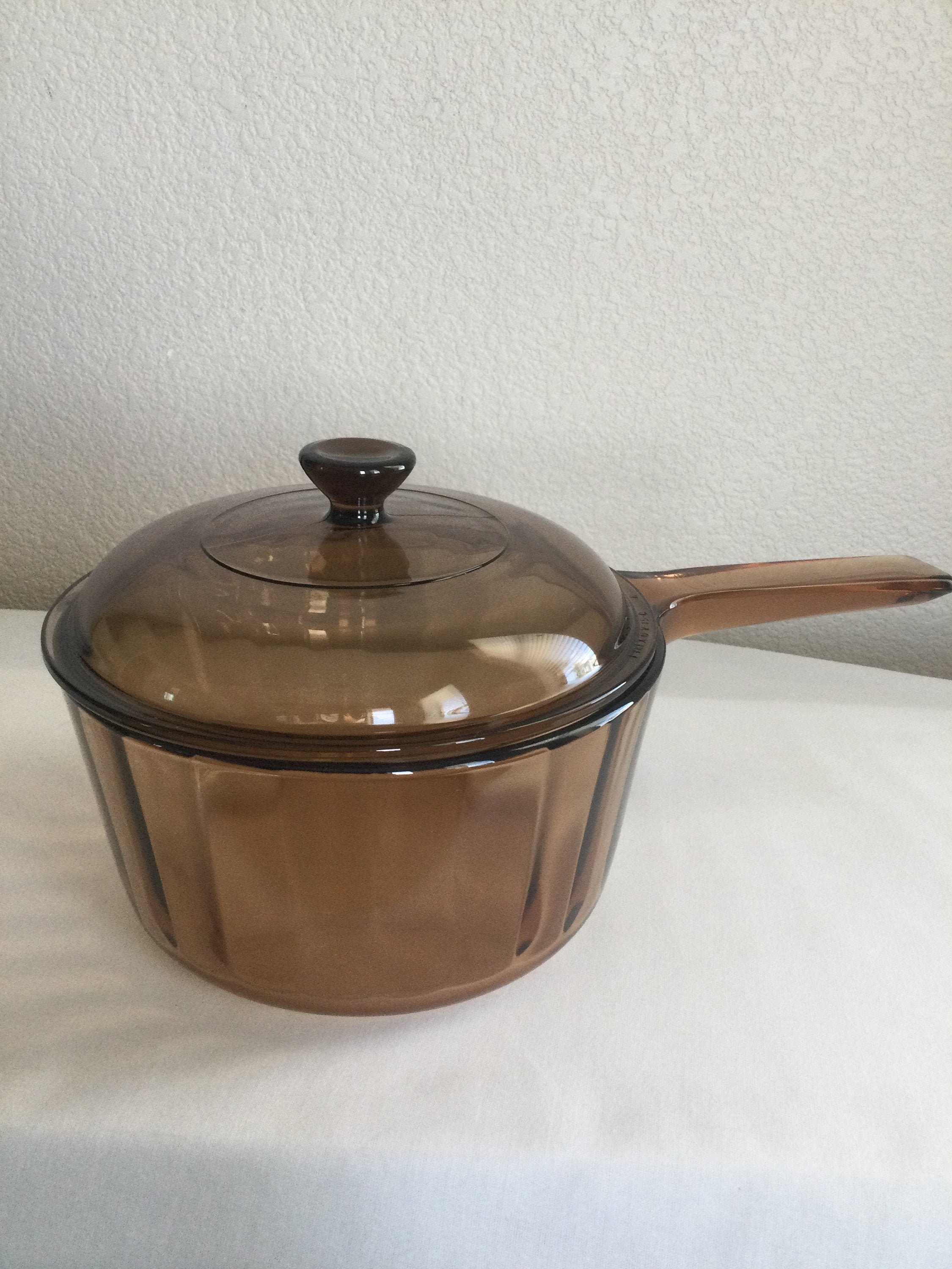Vintage Corning Visions Glass Cookware Visionware Amber Brown 11