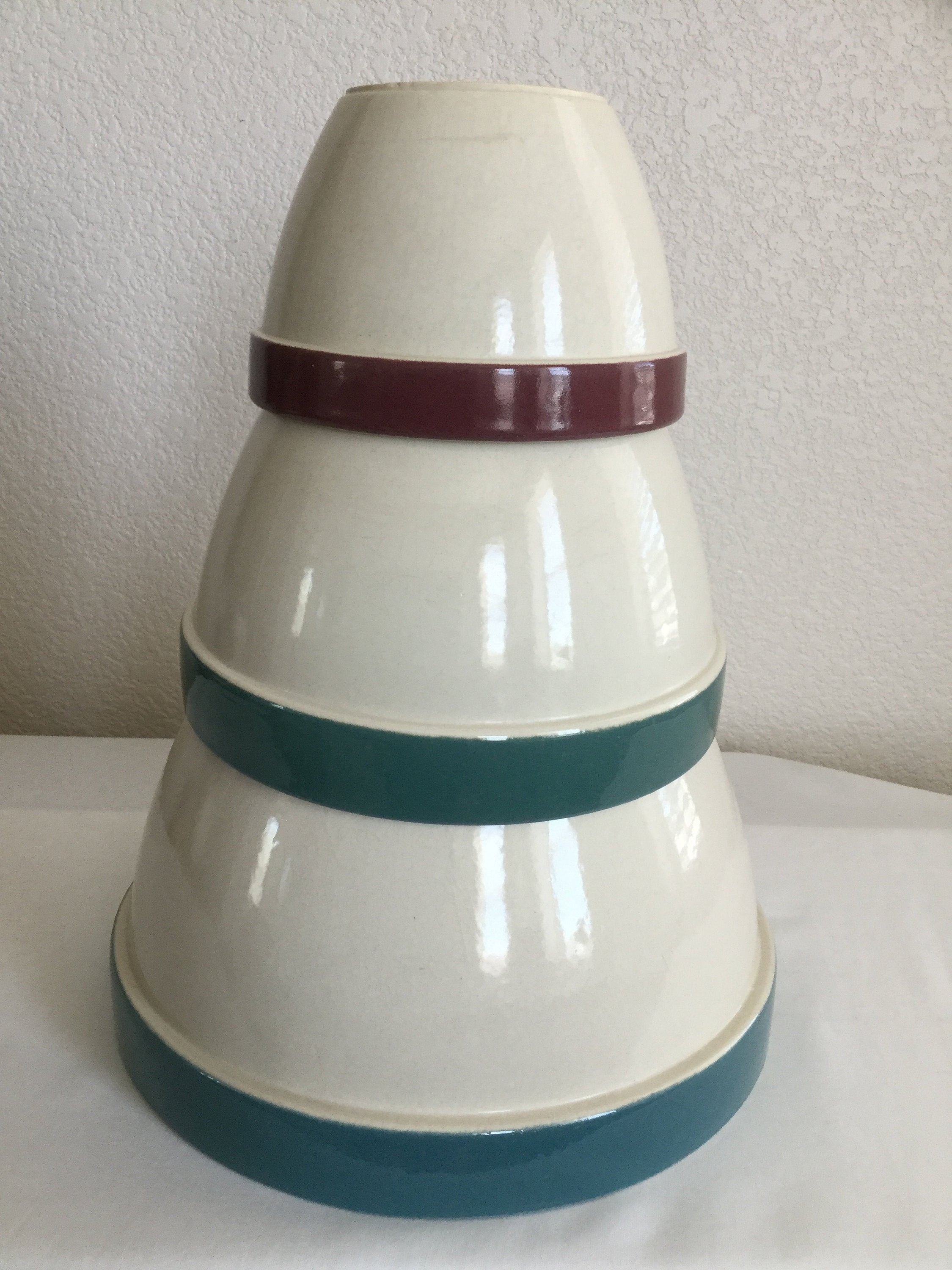 Set of 3 Over and Back Stoneware Glazed Heavy Bowls Made in Etsy