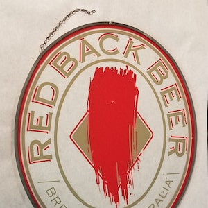 ヴィンテージ / レア - レッドバックビール - オーストラリア醸造 - 看板 / 広告 - 18-1/4&quot; x 15-1/4&quot;&quot; 透明ガラス、鉛フレーム付き