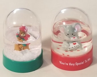 Vintage Snow Globes - Set of 2  -"You're Very Special to Me" & Bear Shoveling - From the 1980's