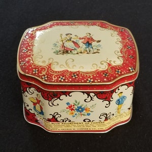 Vintage Metal Tin George Horner Co with Hinged Lid : 5&quot; x 4&quot; x 2-3/4&quot; -  Made in England