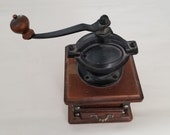 Vintage Coffee Mill Grinder Cast Iron with Wood - Pull Out Drawer - Lovely Accents