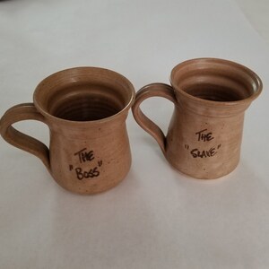 Australian Pottery Mugs / Cups 1990&#39;s: The &quot;Boss&quot; and The &quot;Slave&quot; 2 Mug Set