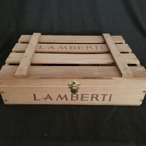 Lamberti Italy 3 Bottle Wooden Wine Box w/ Hinged Lid: 14&quot; x 9-3/4&quot; x 3-1/4&quot;