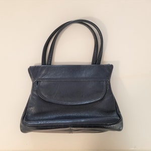 Vintage Jane Shilton Genuine Leather Purse / Bag: Made in England - Navy Blue Very Good