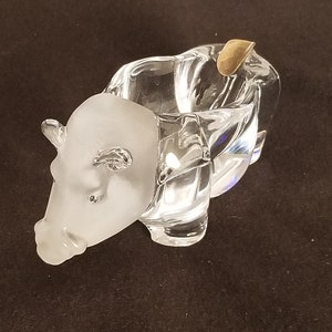 Vintage Crystal Boar / Pig with Frosted Head 1970&#39;s Ashtray / Trinket / Change Dish / Collectible