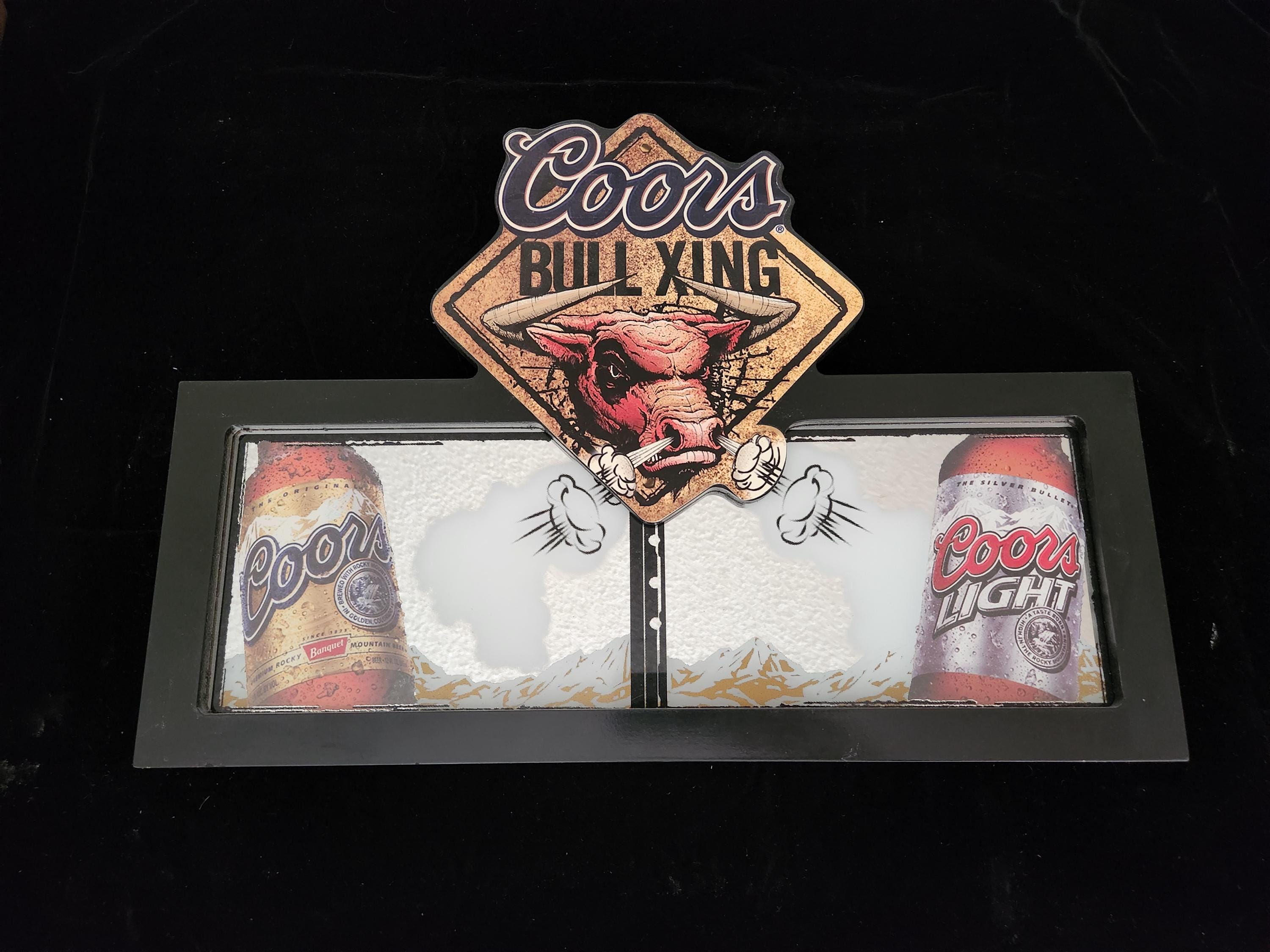 Vtg / Rare - Coors / Coors Light Bull Xing - Bar Mirror / Sign
