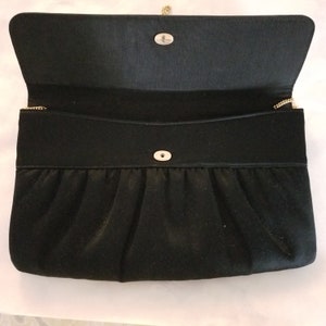 Lovely Neusteters Black Purse / Clutch / Shoulder Evening Bag w/Gold Chain and Accents - Excellent Condition