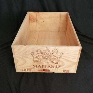 Maitre D&#39;Estournel Wooden Wine Box 19-3/4&quot; x 13&quot; x 7&quot; - 1981 Red Wine France  *2