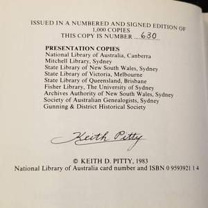Limited Edition #630 - The Pitty Families in Australia by Keith Pitty - #630 of 1.000 Copies Limited Edition