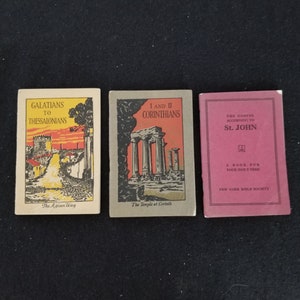 Vintage Small American / New York Bible Society - Lot / Set of 3 Books 4.5&quot; x 3&quot;