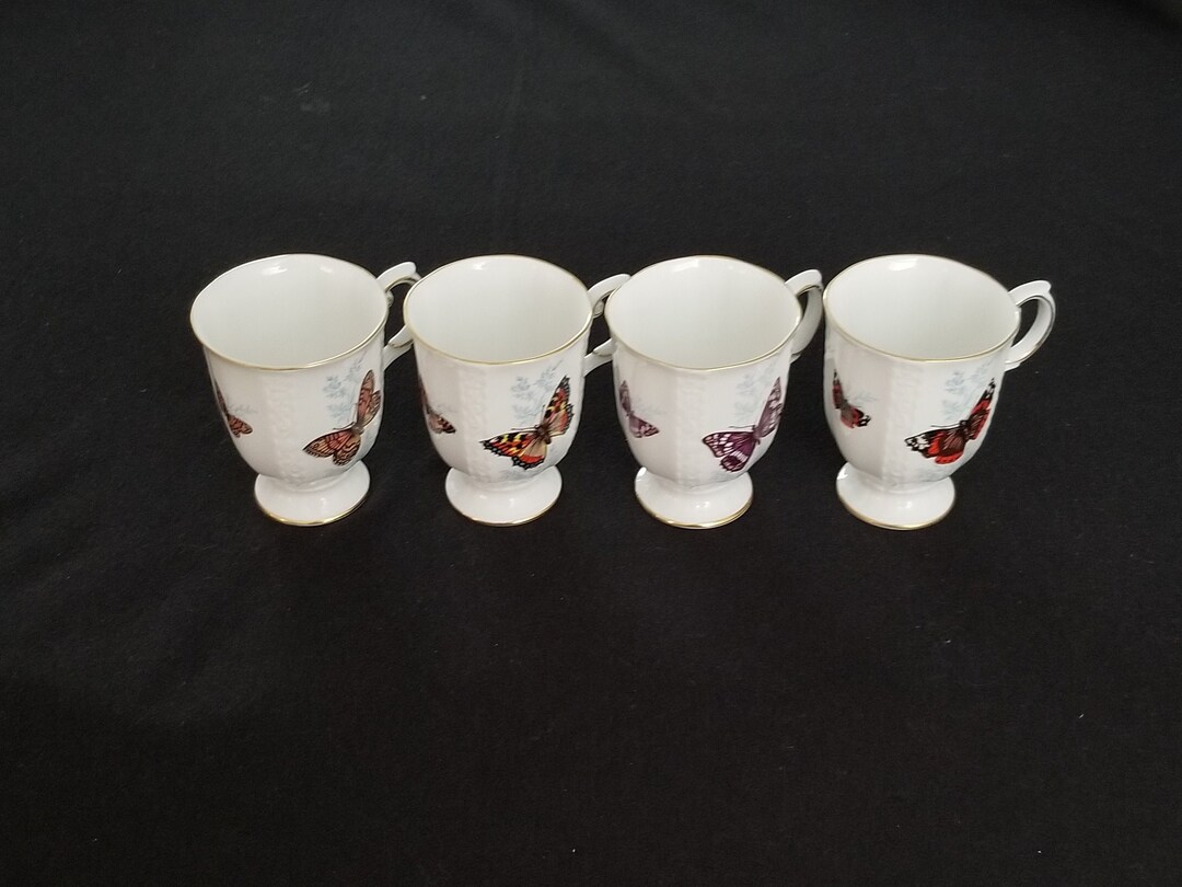 Queens Fine Bone China Rosina China Co. Ltd. Mugs Set of 4 Beautiful Butterfly Artwork Etsy UK