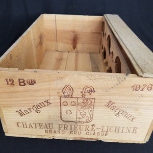 Chateau Prieure-Lichine Margaux Wooden Wine Box 19-3/4&quot; x 13&quot; x 7-1/4&quot; - 1976
