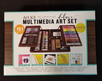 Art 101 Platinum Deluxe Multimedia Art Set - 151 Pieces with Wooden Case - NEW