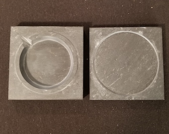 Chinese Calligraphy / Japanese Sumi Natural Ink Stone: 5" x 5" 2 pc. New in Box