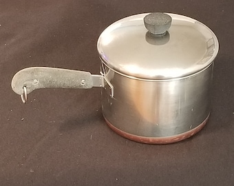 Vintage Revere Ware 1801 Fondo de cobre 3 Qt - Olla y tapa - Clinton, ILL