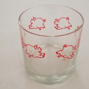 Darling Dancing Pigs Glass from Boston's Own "Hog Heaven" - Red Pigs 1980's