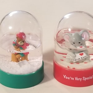 Vintage Snow Globes - Set of 2  -&quot;You&#39;re Very Special to Me&quot; & Bear Shoveling - From the 1980&#39;s