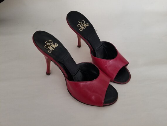 Zapatos vintage para mujer: Talla 6-1/2 7M Rich Rouge Red | Etsy España
