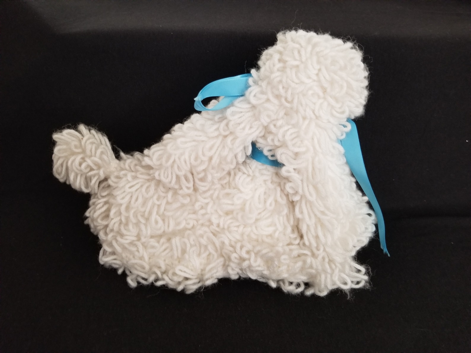 Vintage 1950's Yarn Poodle Dog White With Blue Hair Etsy