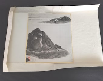 Japanese Sumi / Sumi-e Painting on Silk Board Signed by Artist in Paper Sleeve