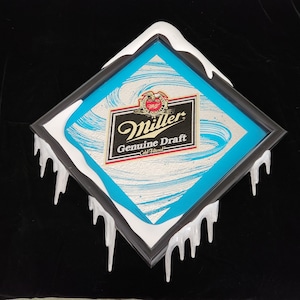 Vintage Rare - Miller Genuine Draft Cold Filtered - Framed Bar Mirror / Sign - Outside Measurements 22&quot; x 20&quot;