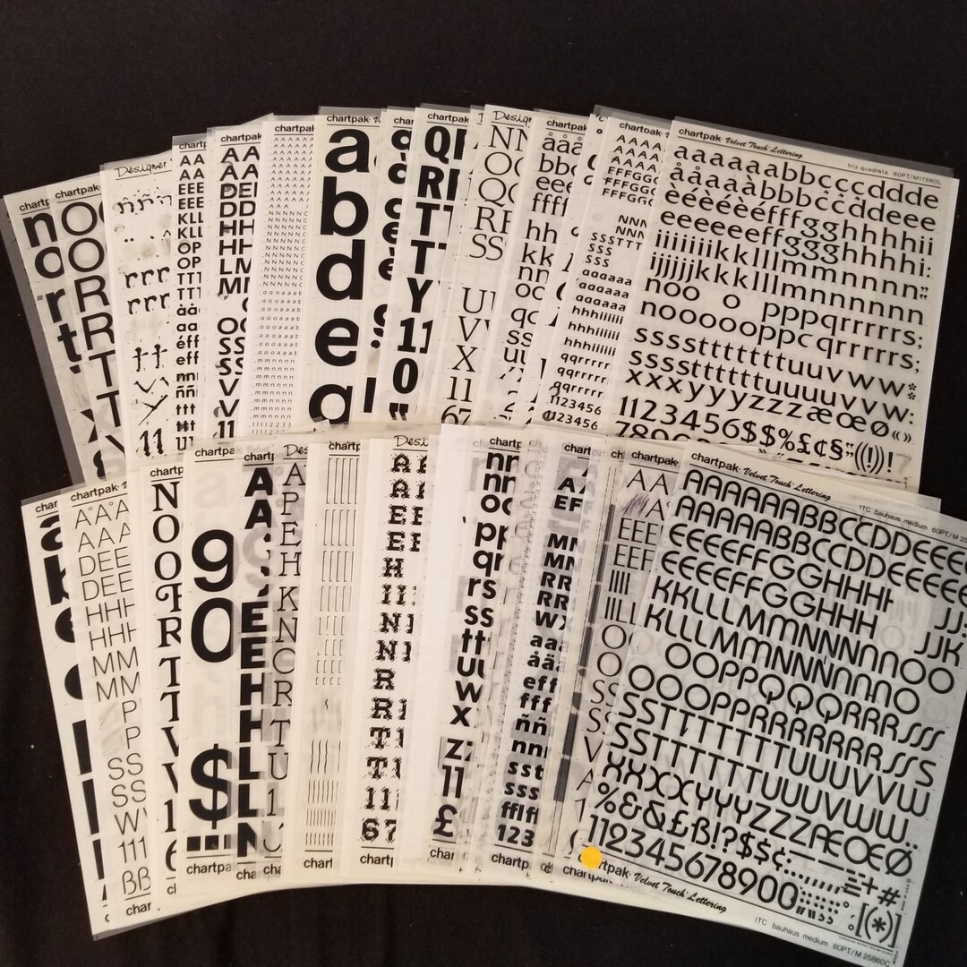 Vtg Chartpak Velvet Touch Transfer Lettering Huge Lot Set of Etsy
